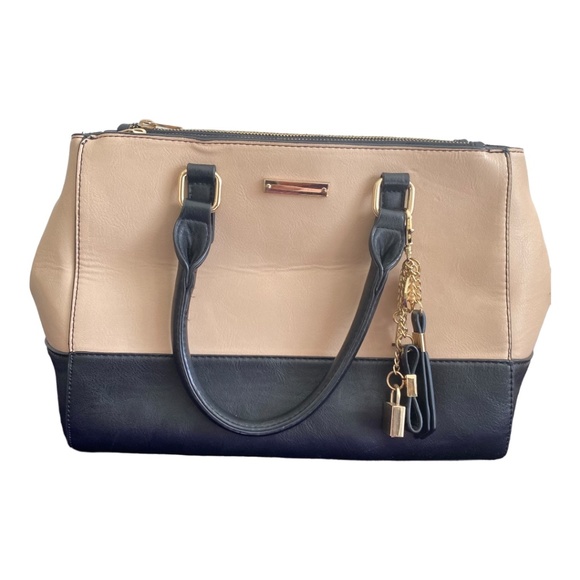 Women CALL IT SPRING Large Purse Crossbody Bag Beige and Black - Picture 2 of 8